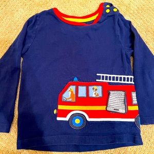 Mini Boden Fire Truck Appliqué long sleeve size 2-3Y